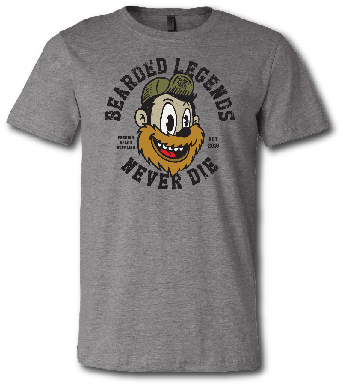 Bearded Legends Never Die Short Sleeve T-shirt - Beards of Legend T-Shirts S / Heather Grey