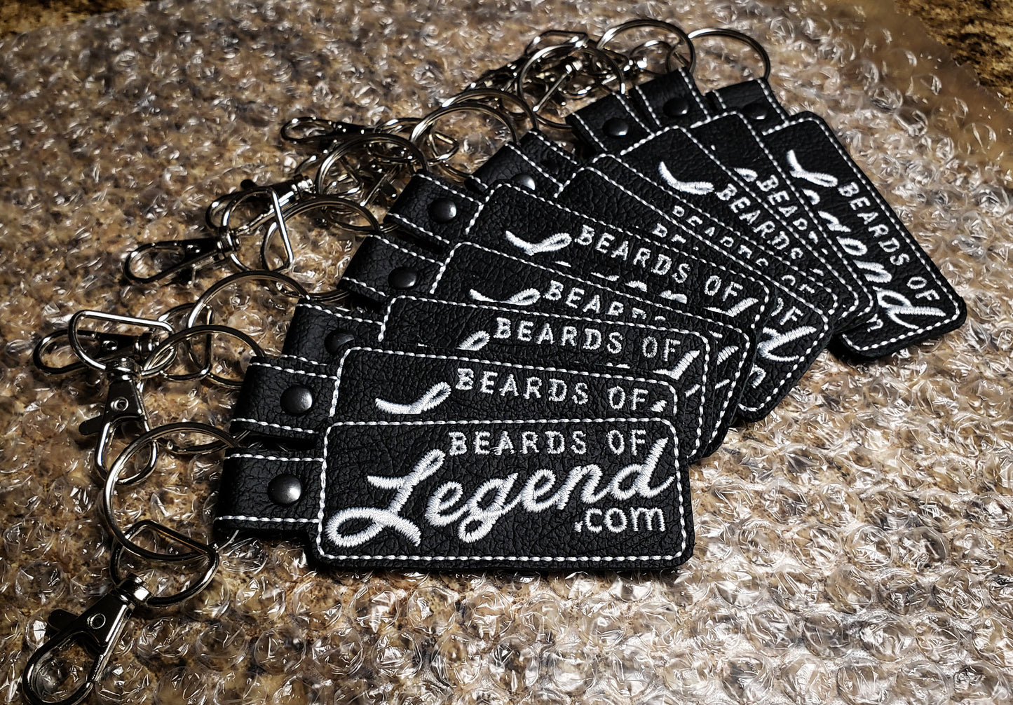 Embroidered Leather Beards of Legend Keychain