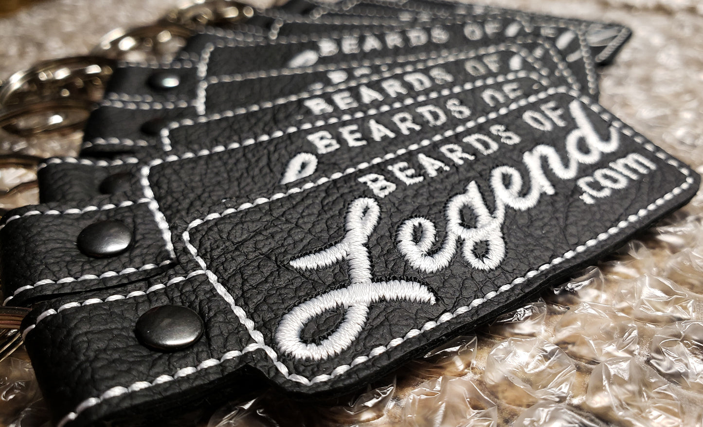 Embroidered Leather Beards of Legend Keychain